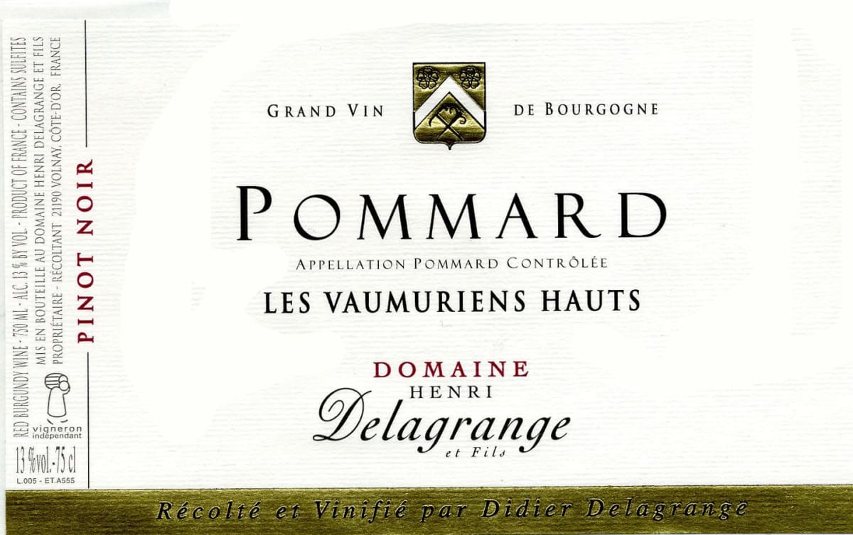 Domaine Henri Delagrange Pommard Les Vaumuriens Haut 2009 Front Label
