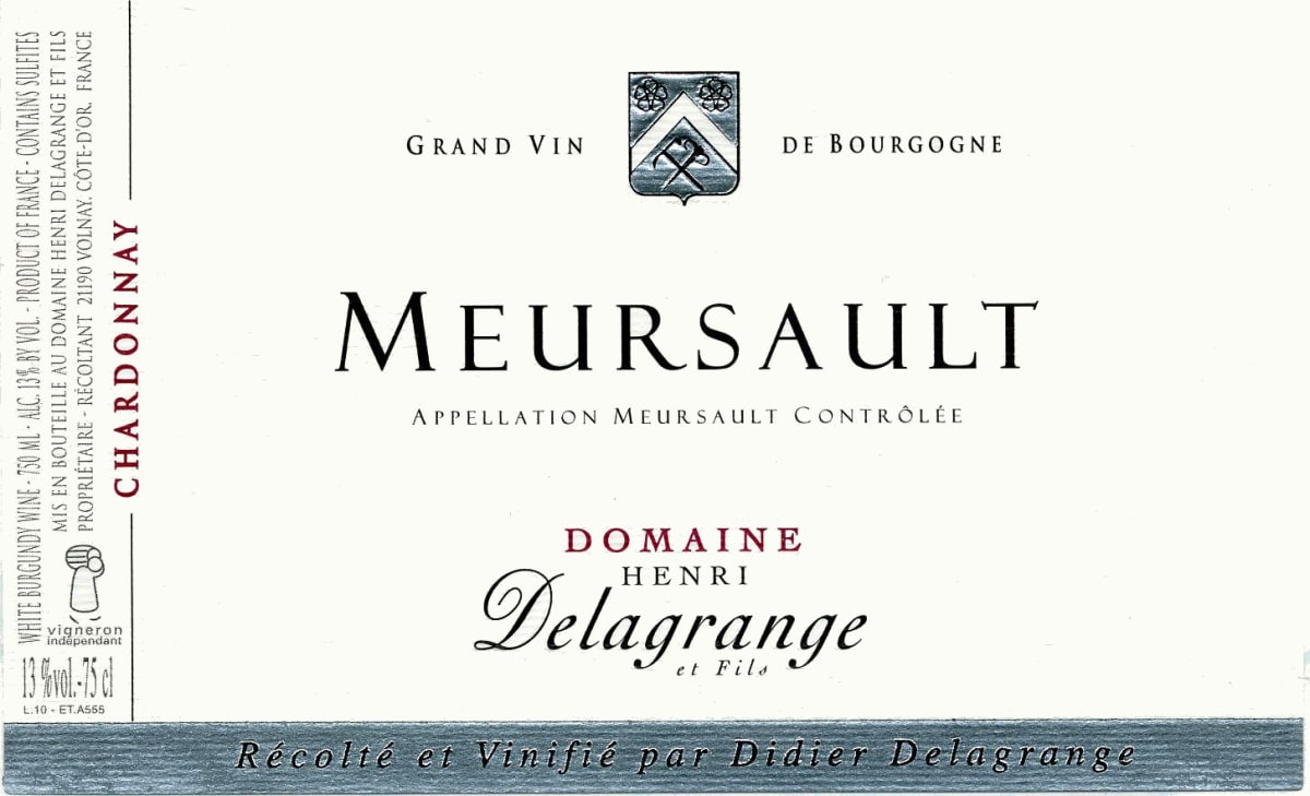 Domaine Henri Delagrange Meursault 2014 Front Label