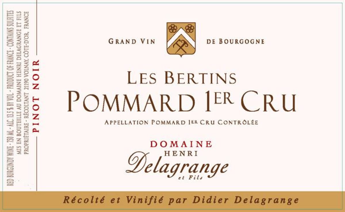 Domaine Henri Delagrange Pommard Les Bertins Premier Cru 2012 Front Label