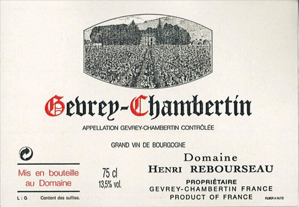 Domaine Henri Rebourseau Gevrey-Chambertin 2000 Front Label