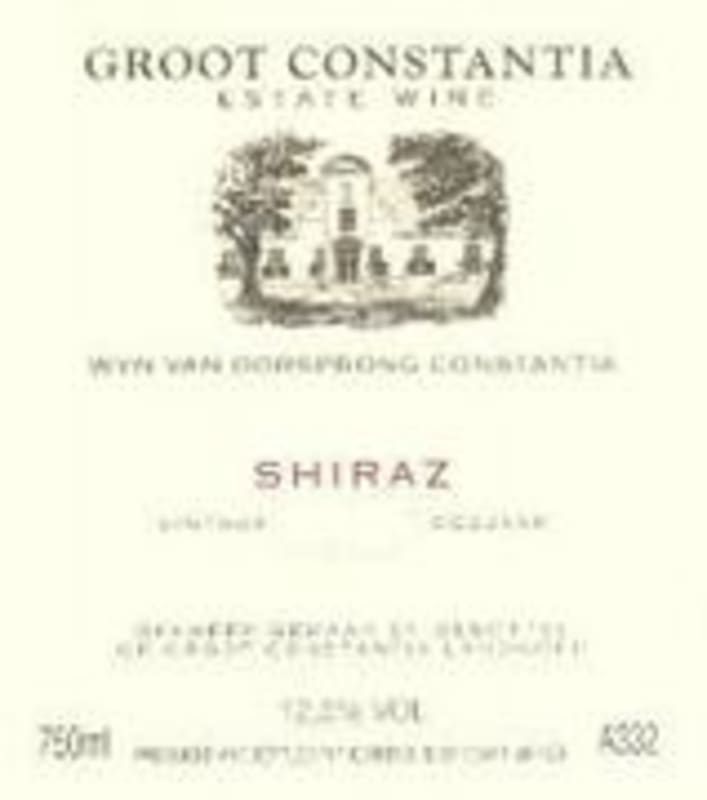 Groot Constantia Shiraz 1997 Front Label