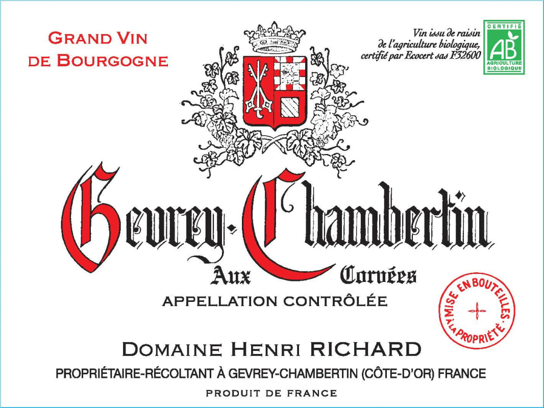 Domaine Henri Richard Gevrey-Chambertin Aux Corvees 2012 Front Label