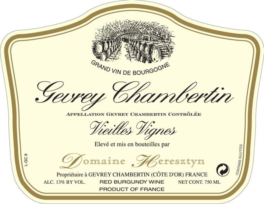 Domaine Heresztyn-Mazzini Gevrey Chambertin Vieilles Vignes 2012 Front Label