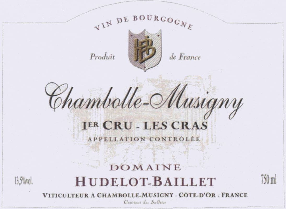 Domaine Hudelot-Baillet Chambolle-Musigny Les Cras Premier Cru 2014 Front Label