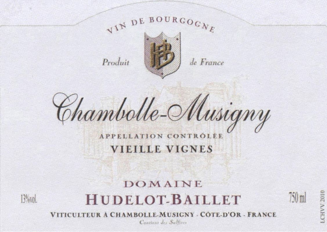 Domaine Hudelot-Baillet Chambolle-Musigny Vieilles Vignes 2011 Front Label