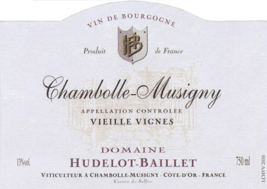 Domaine Hudelot-Baillet Chambolle-Musigny Vieilles Vignes 2013 Front Label