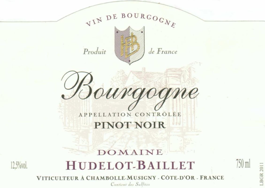 Domaine Hudelot-Baillet Bourgogne Pinot Noir 2014 Front Label