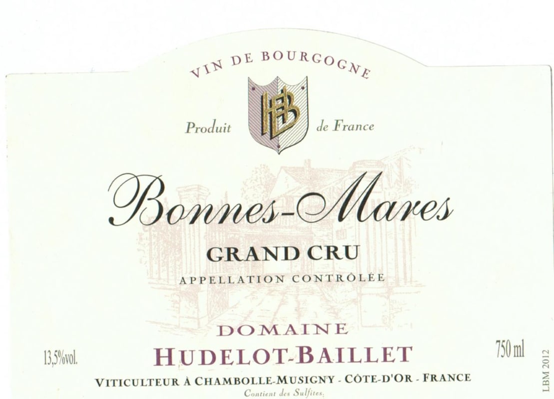 Domaine Hudelot-Baillet Bonnes-Mares Grand Cru 2014 Front Label