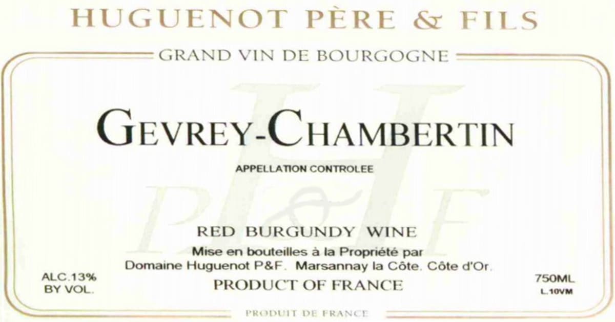 Domaine Huguenot Pere & Fils Gevrey-Chambertin 2003 Front Label