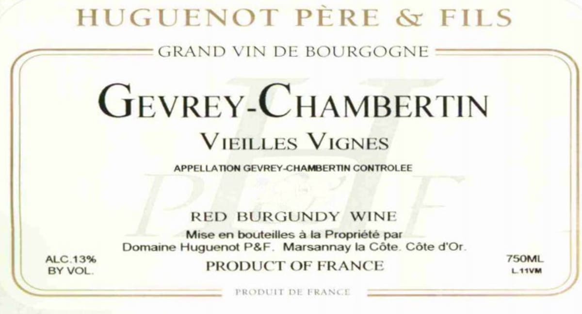 Domaine Huguenot Pere & Fils Gevrey-Chambertin Vieilles Vignes 2009 Front Label