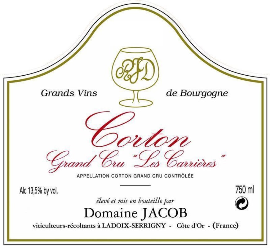 Domaine Jacob Corton Les Carrieres Grand Cru 2013 Front Label