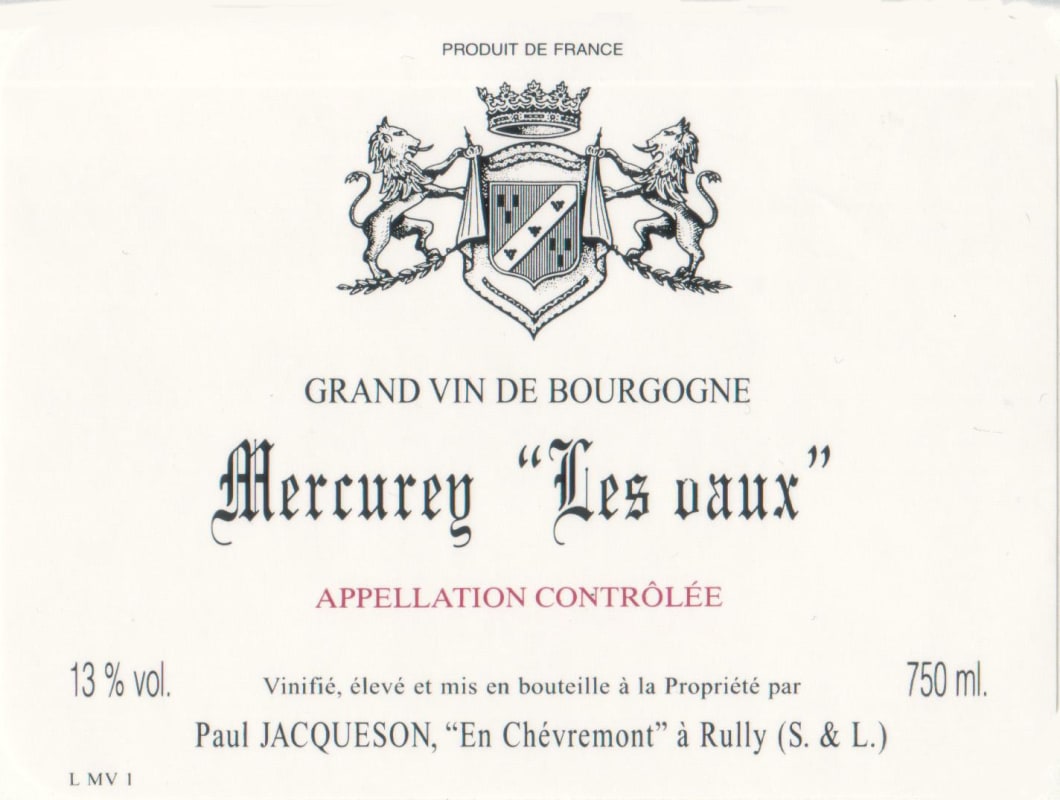 Domaine Jacqueson Mercurey Les Vaux 2014 Front Label