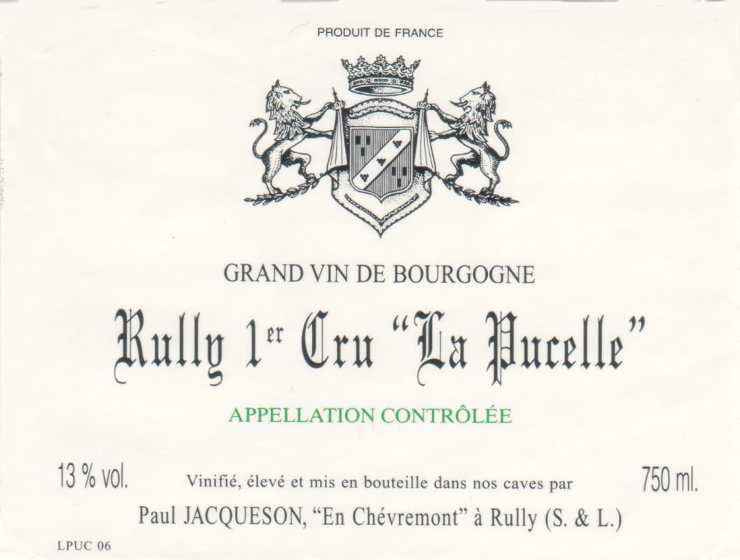 Domaine Jacqueson Rully La Pucelle Premier Cru 2009 Front Label
