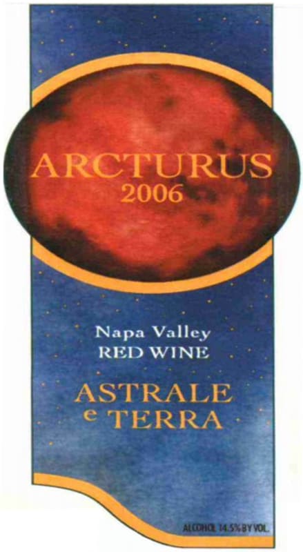 Astrale e Terra Arcturus Red 2006 Front Label