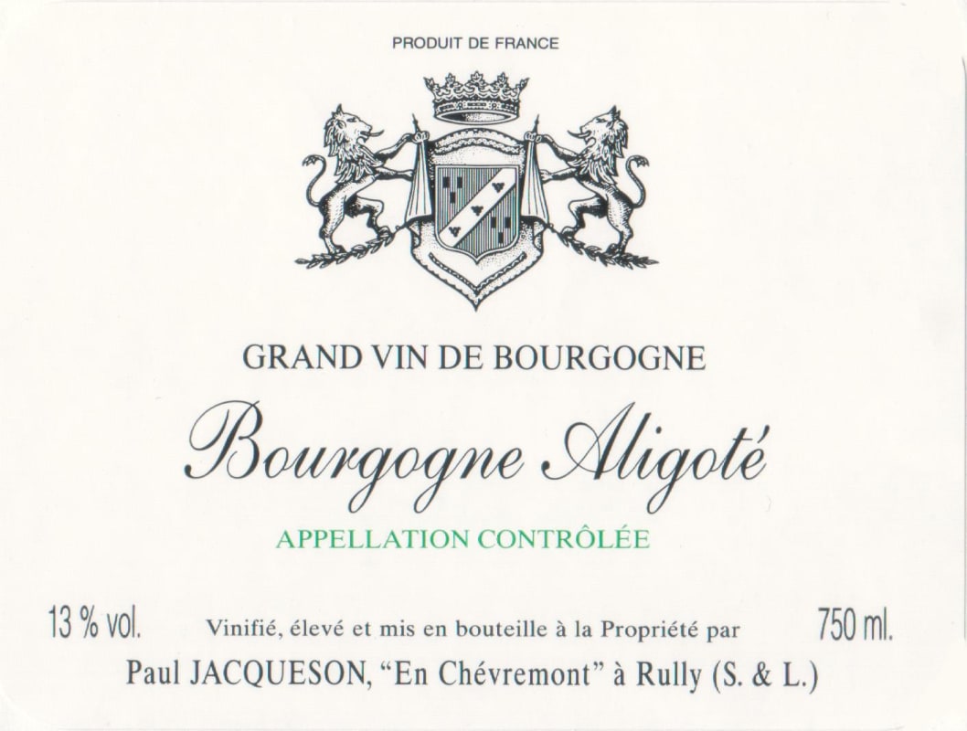 Domaine Jacqueson Bourgogne Aligote 2014 Front Label