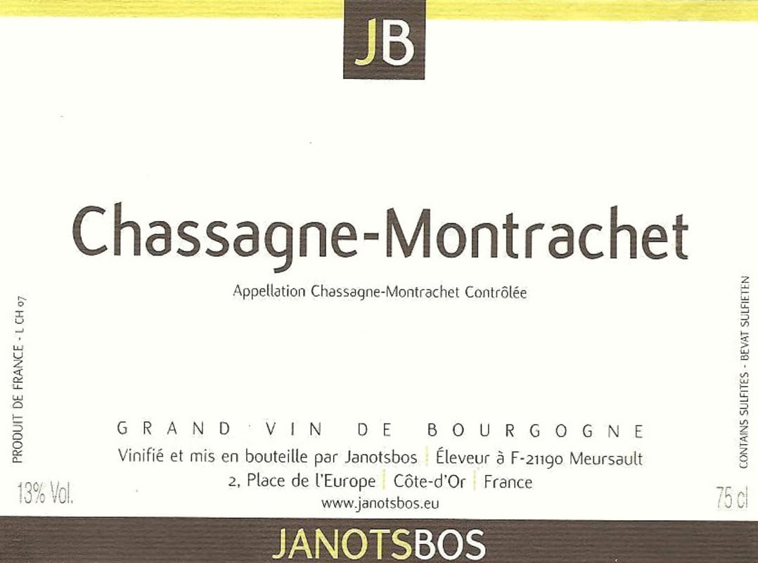 Domaine Janots-Bos Chassagne-Montrachet 2010 Front Label