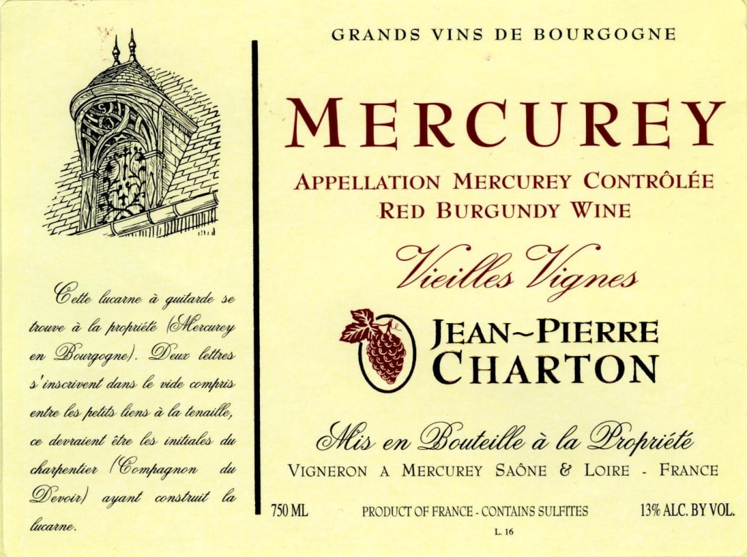 Domaine Jean Chartron Mercurey Vieilles Vignes 2011 Front Label