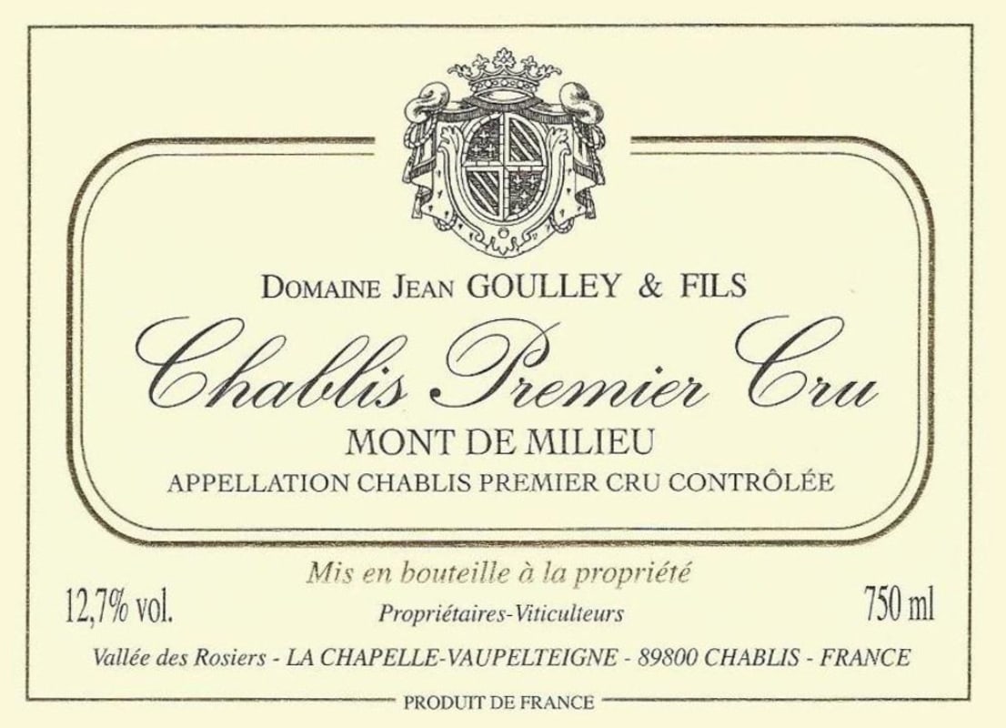 Domaine Jean Goulley et Fils Chablis Mont de Milieu Premier Cru 2014 Front Label