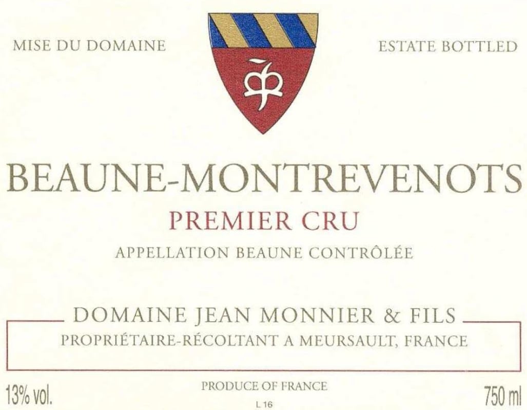 Domaine Jean Monnier and Fils Beaune-Montrevenots Premier Cru 2013 Front Label