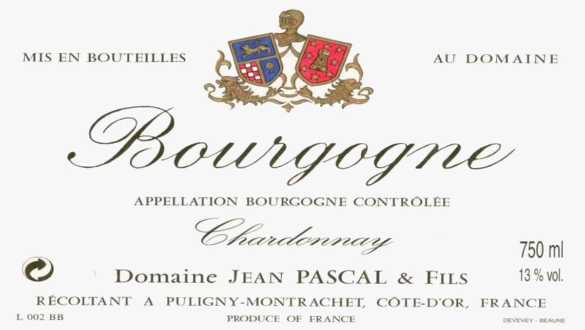 Domaine Jean Pascal et Fils Bourgogne Chardonnay 2010 Front Label