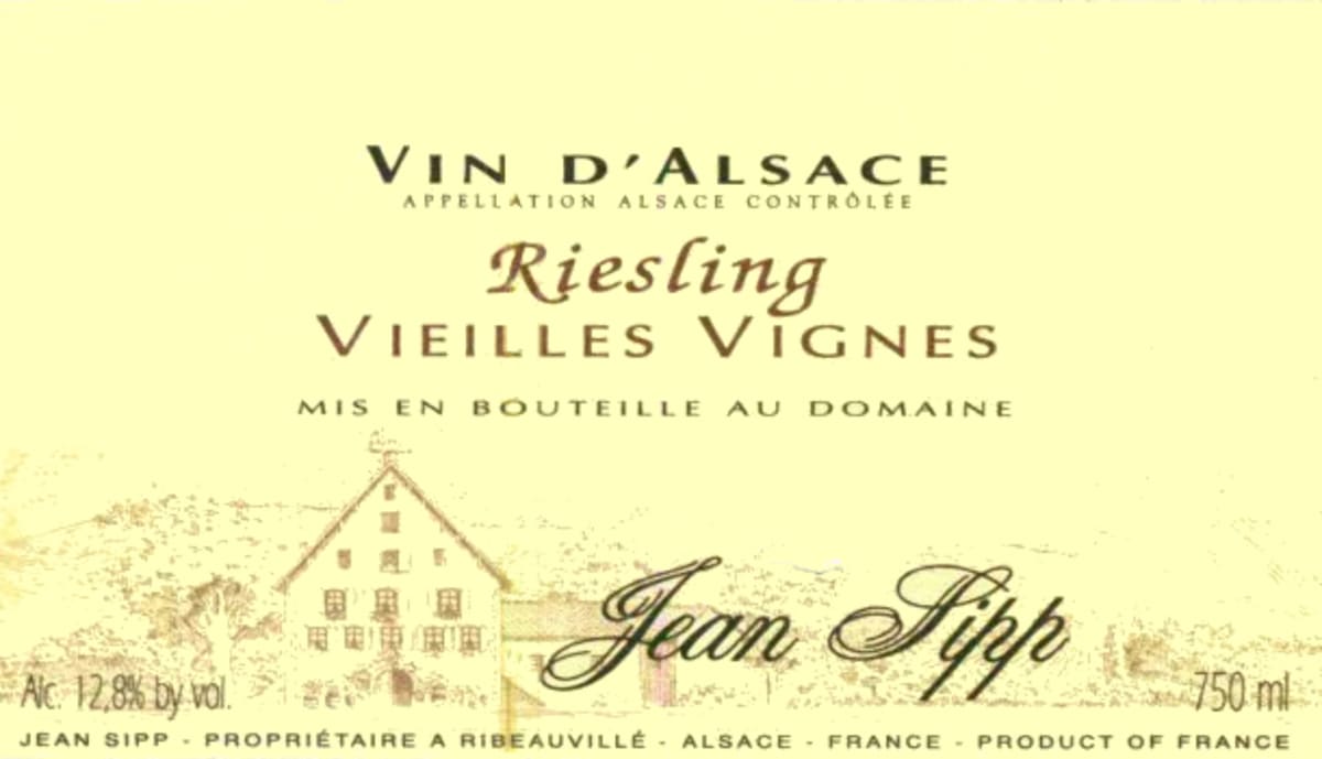 Domaine Jean Sipp Alsace Vieilles Vignes Riesling 2012 Front Label