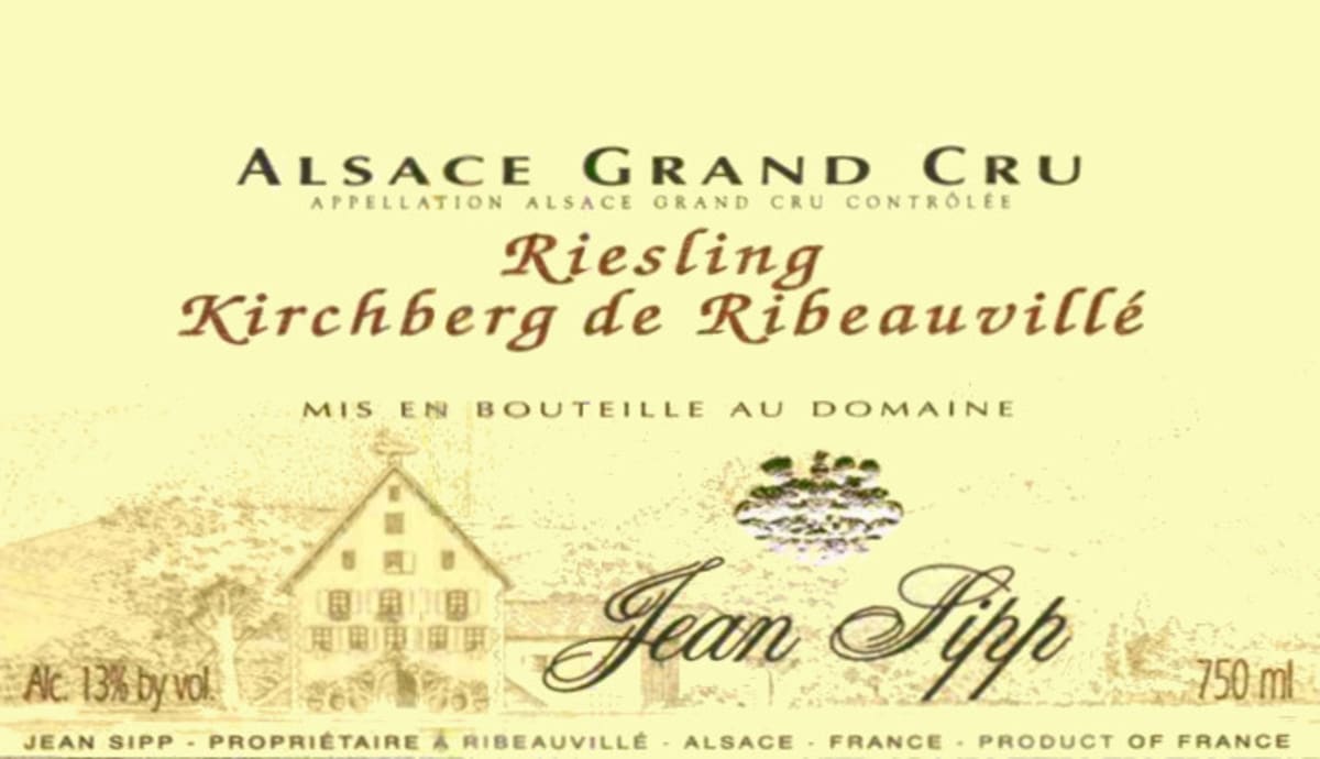 Domaine Jean Sipp Alsace Kirchberg de Ribeauville Grand Cru Riesling 2007 Front Label