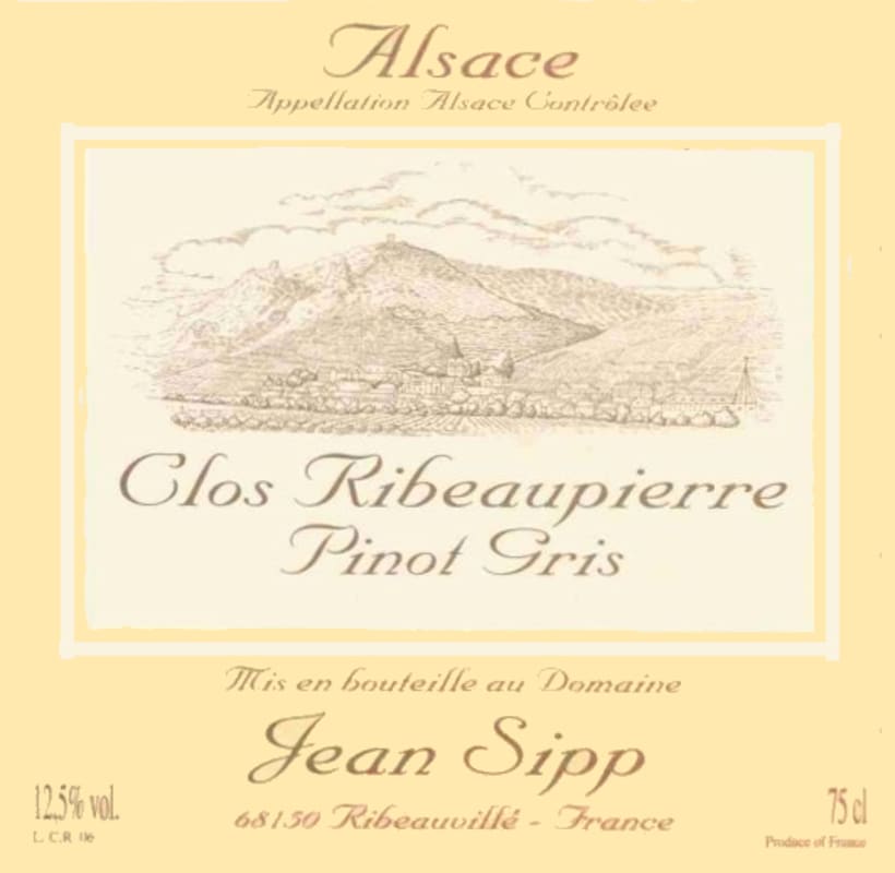 Domaine Jean Sipp Clos Ribeaupierre Pinot Gris 2005 Front Label