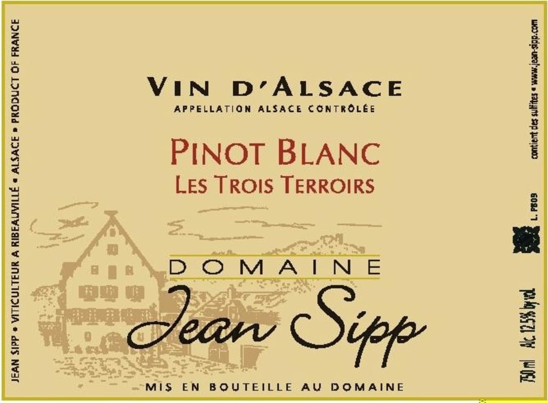 Domaine Jean Sipp Les Trois Terroirs Pinot Blanc 2012 Front Label