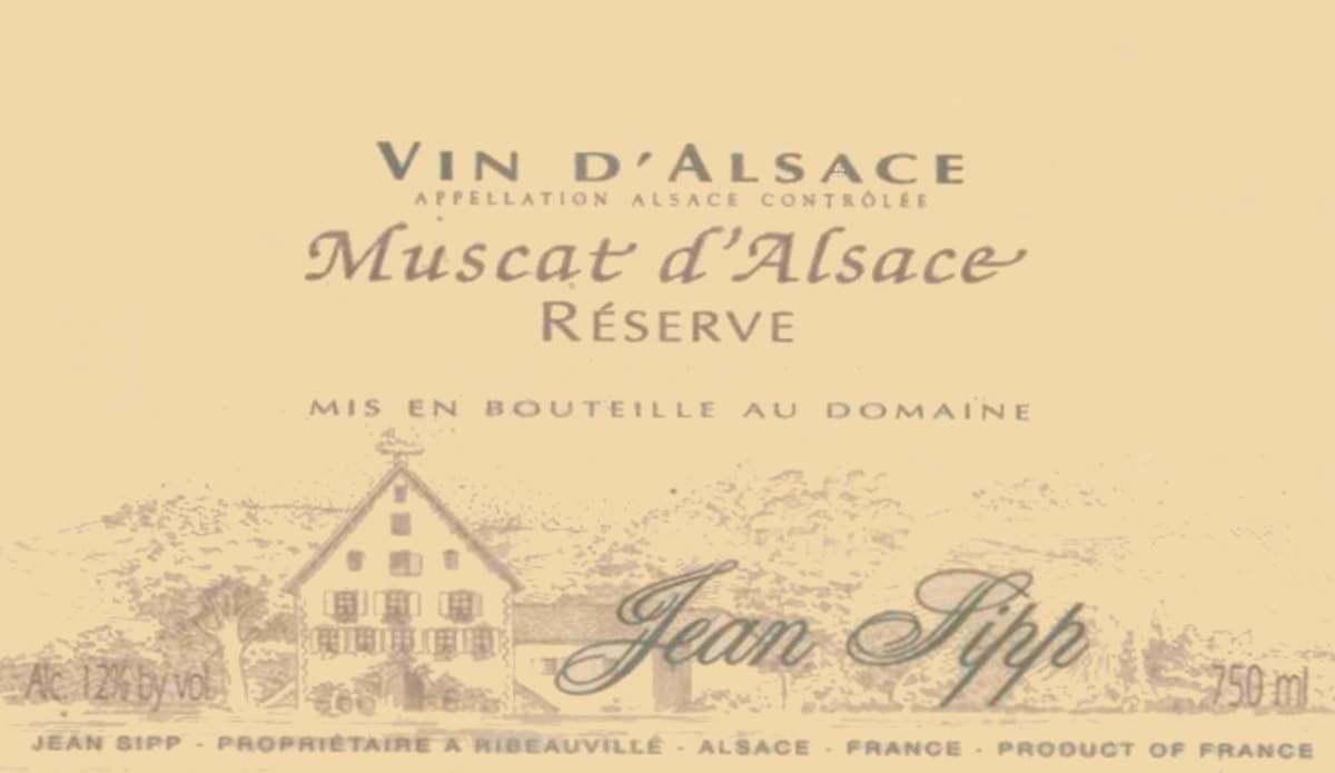 Domaine Jean Sipp Reserve Muscat 2014 Front Label
