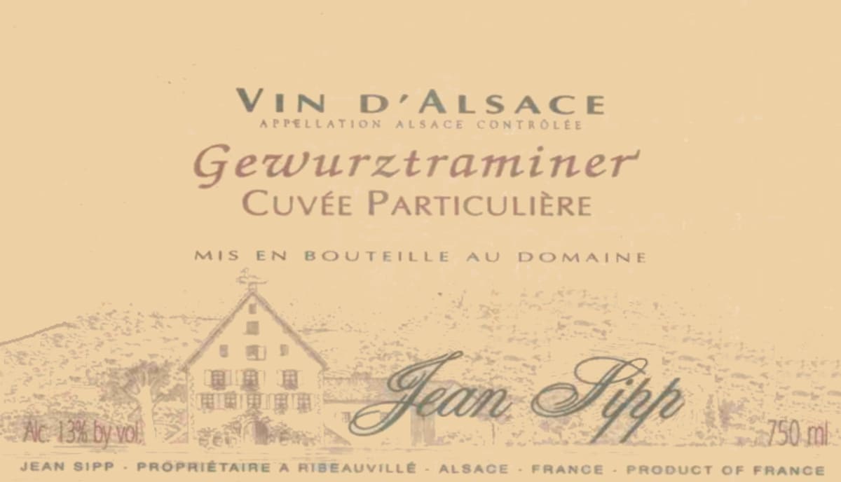 Domaine Jean Sipp Cuvee Particuliere Gewurztraminer 2013 Front Label