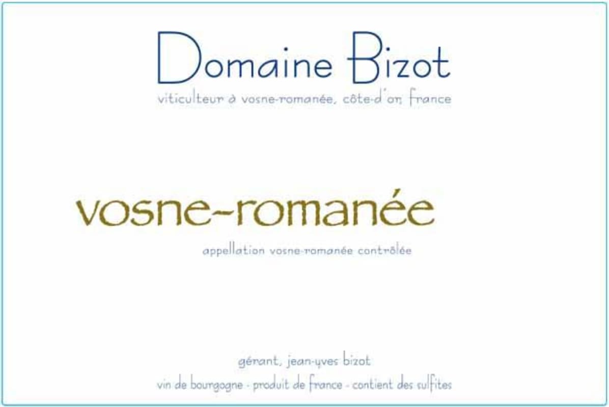Jean-Yves Bizot Vosne-Romanee 2013 Front Label