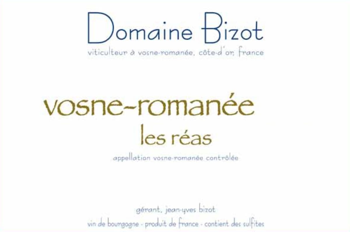 Jean-Yves Bizot Vosne-Romanee Les Reas 2014 Front Label