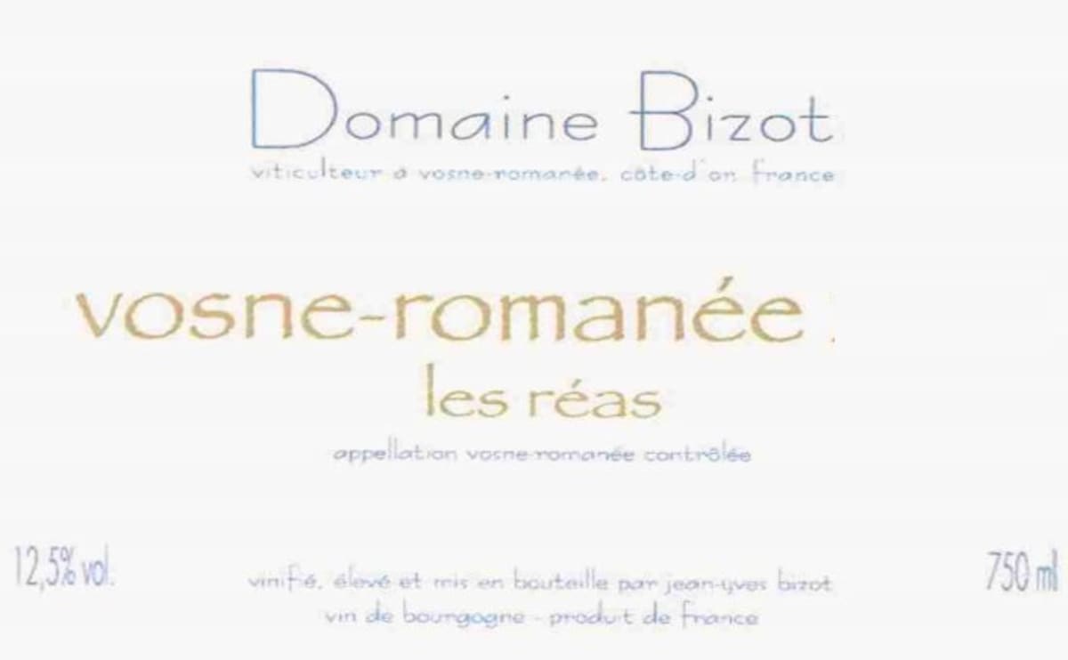 Jean-Yves Bizot Vosne-Romanee Les Reas 2006 Front Label