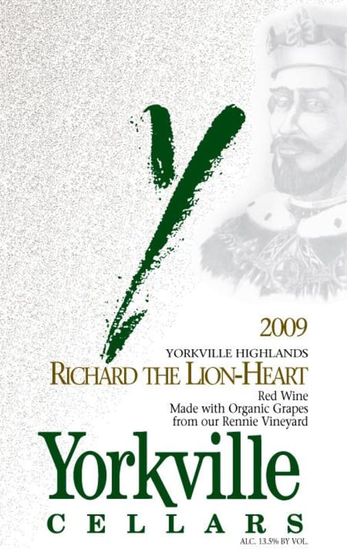Yorkville Cellars Richard The Lion Heart 2009 Front Label