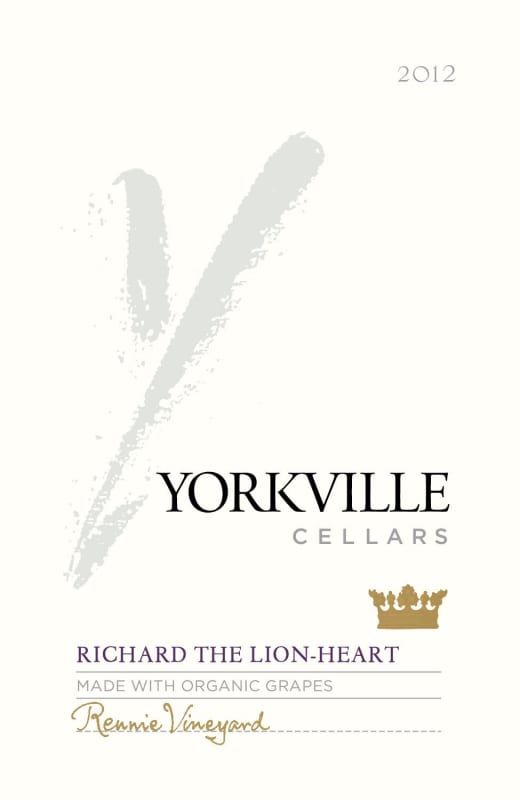 Yorkville Cellars Richard The Lion Heart 2012 Front Label