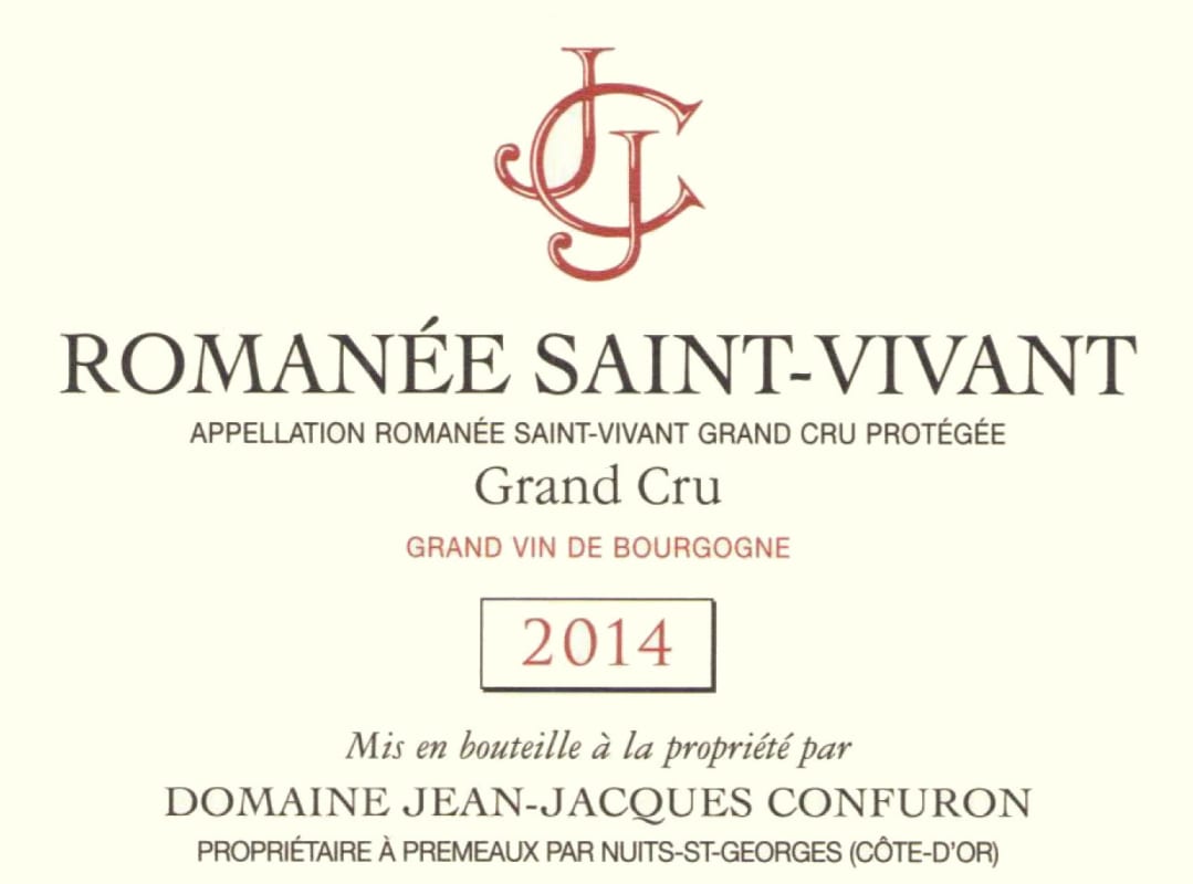 Jean-Jacques Confuron Romanee Saint-Vivant Grand Cru 2014 Front Label