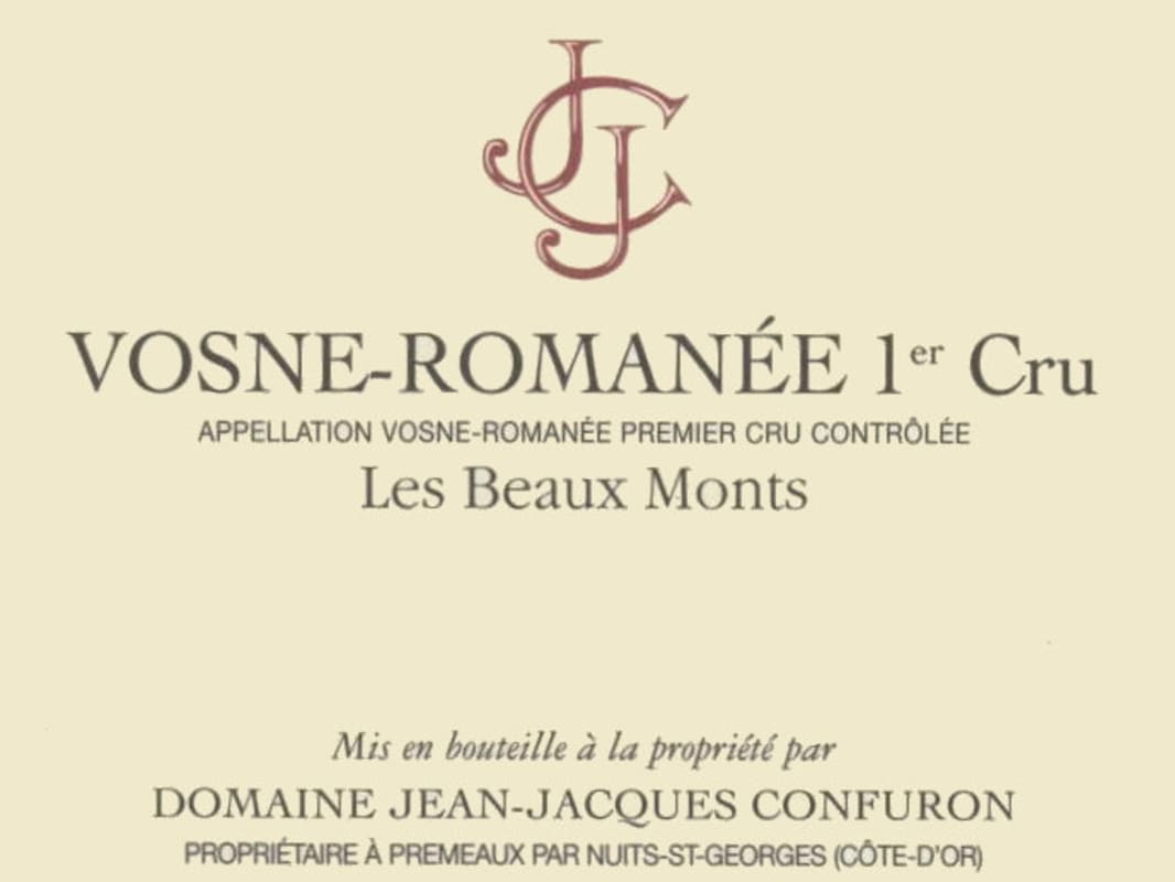 Jean-Jacques Confuron Vosne-Romanee Les Beaux Monts Premier cru 2009 Front Label