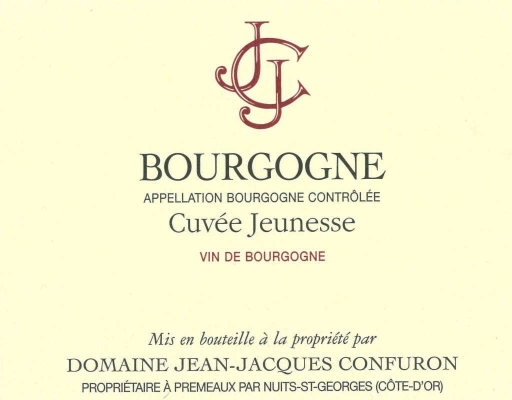 Jean-Jacques Confuron Bourgogne Cuvee Jeunesse Rouge 2009 Front Label