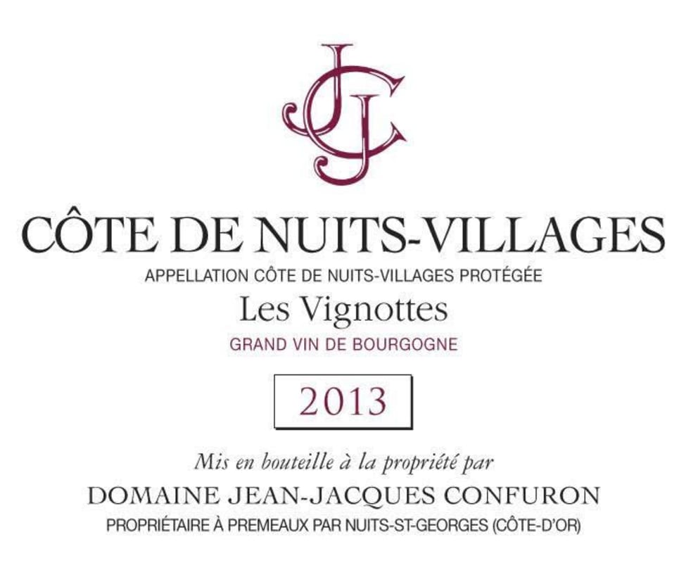 Jean-Jacques Confuron Cote de Nuits-Villages Les Vignottes 2013 Front Label