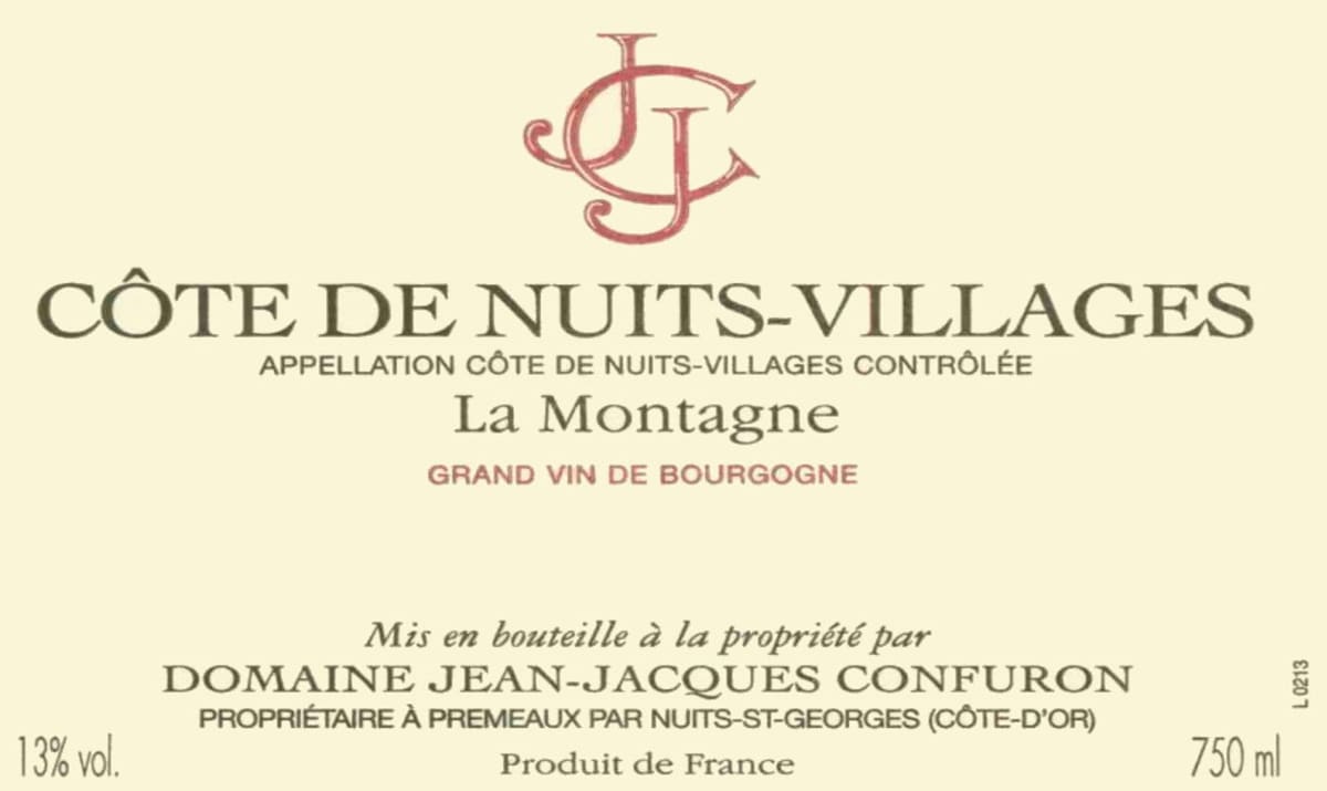 Jean-Jacques Confuron Cote de Nuits-Villages La Montagne Rouge 2013 Front Label