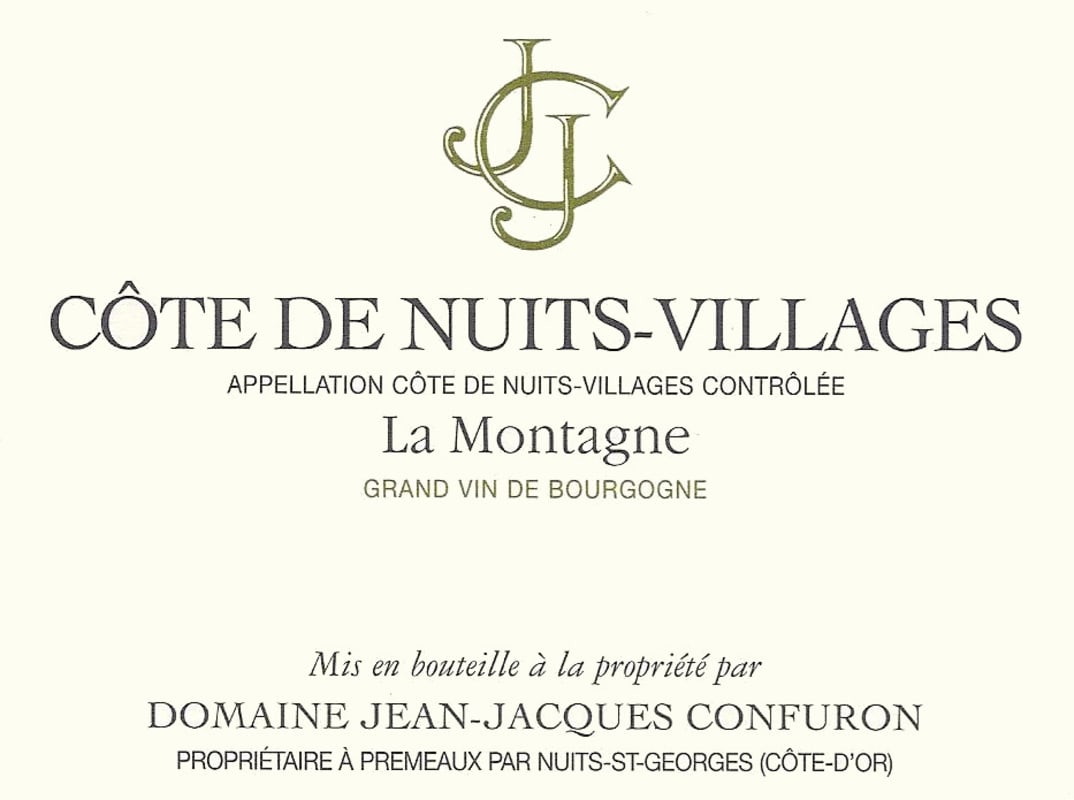 Jean-Jacques Confuron Cote de Nuits-Villages La Montagne Blanc 2012 Front Label