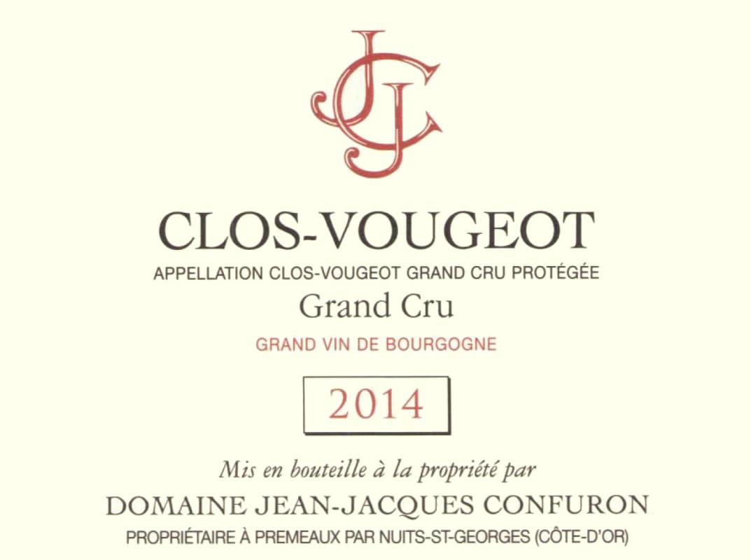 Jean-Jacques Confuron Clos-Vougeot Grand Cru 2014 Front Label