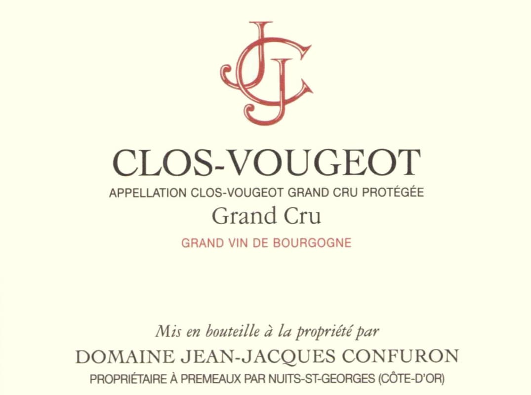 Jean-Jacques Confuron Clos-Vougeot Grand Cru 2015 Front Label