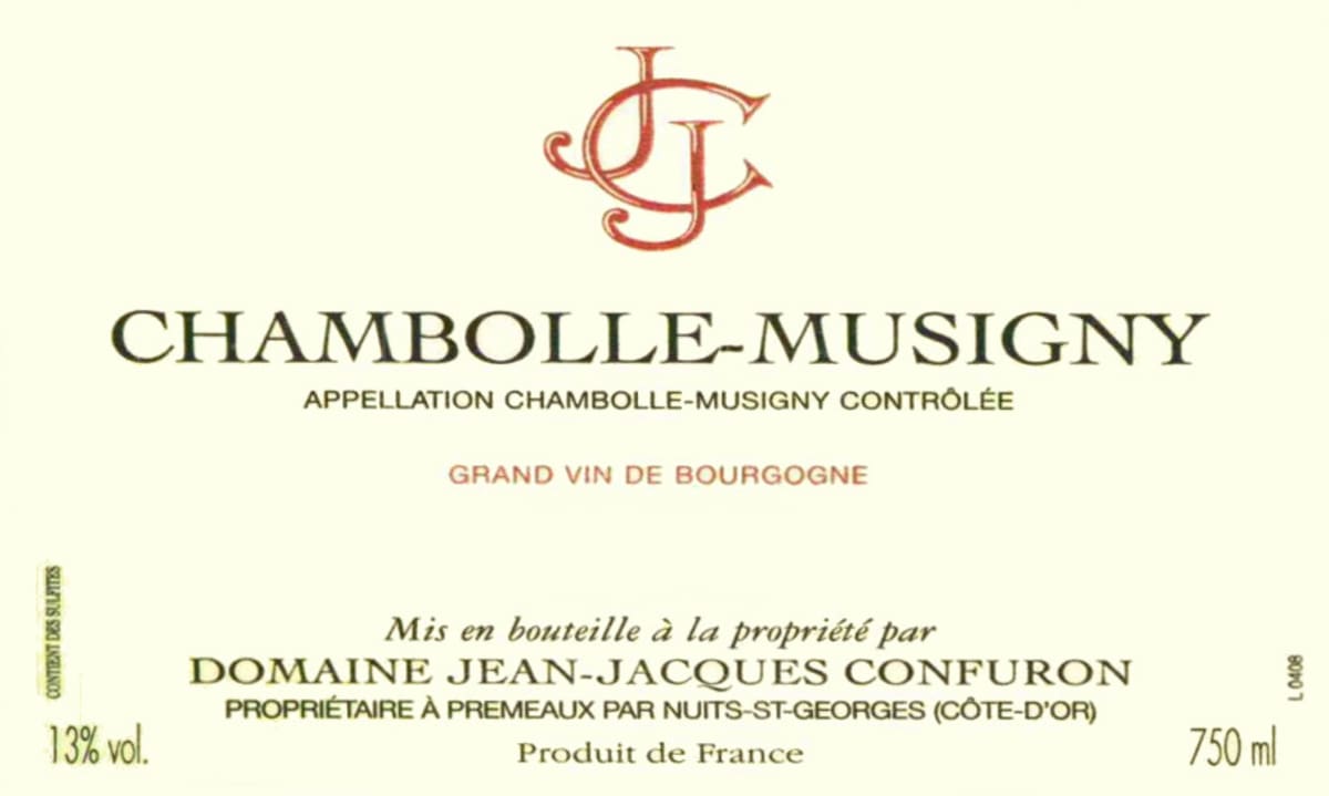 Jean-Jacques Confuron Chambolle-Musigny 2009 Front Label