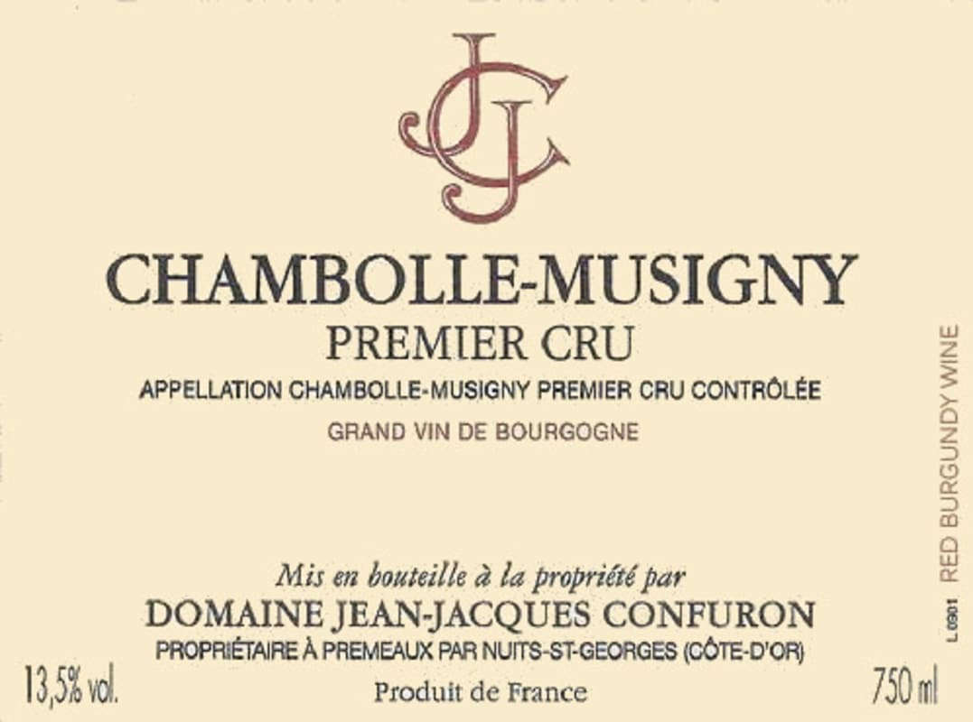 Jean-Jacques Confuron Chambolle-Musigny Premier Cru 2008 Front Label