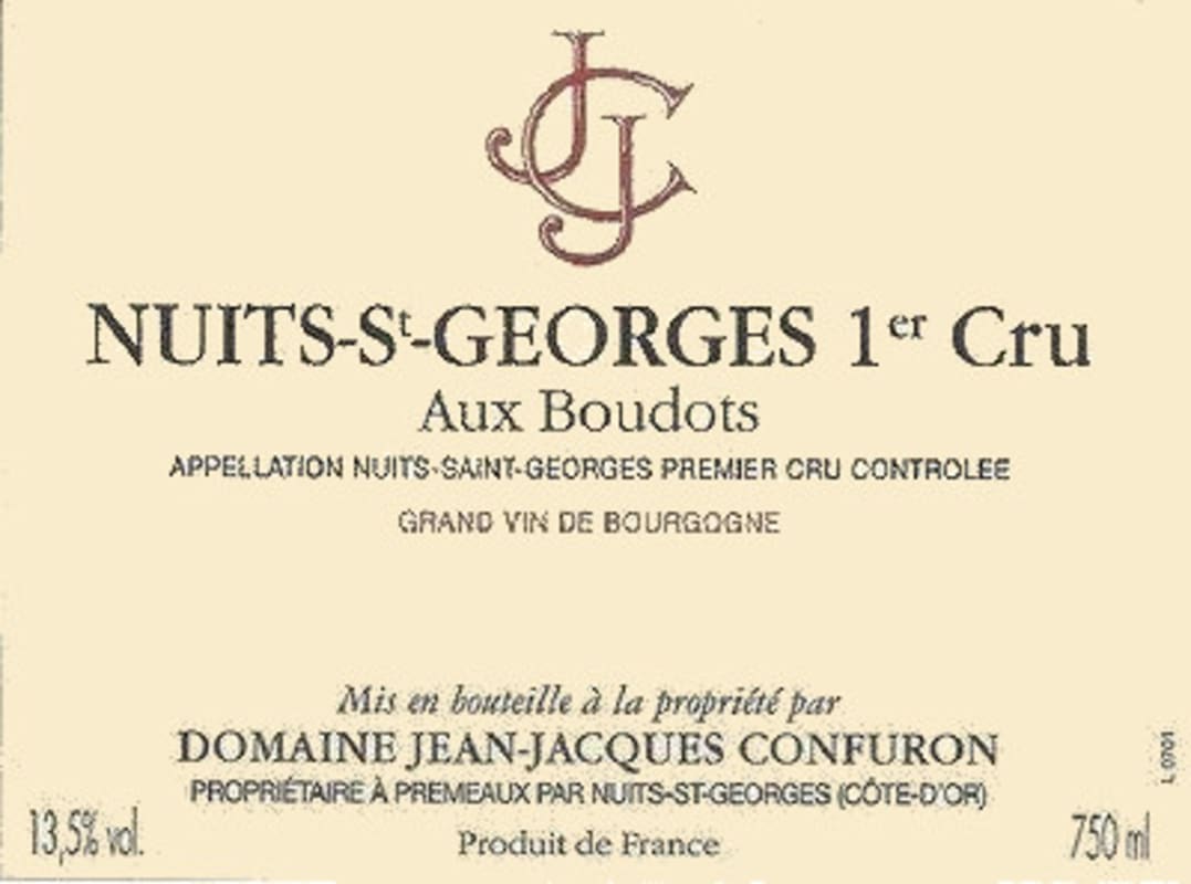 Jean-Jacques Confuron Nuits-St-Georges Aux Boudots Premier Cru 2010 Front Label