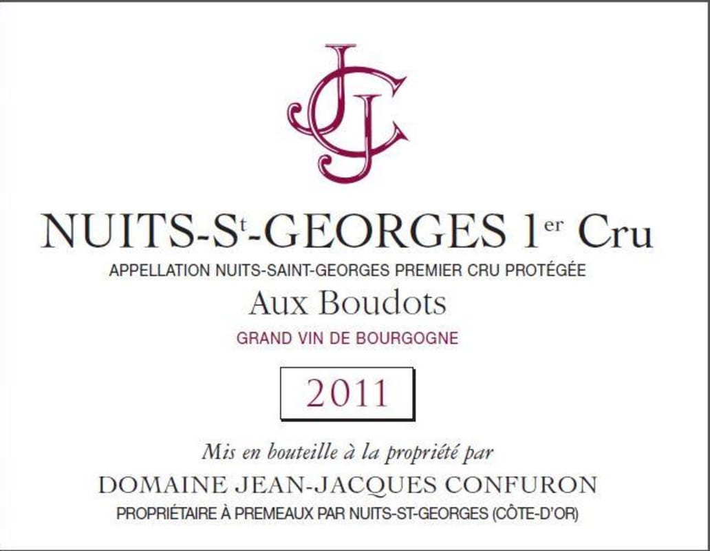 Jean-Jacques Confuron Nuits-St-Georges Aux Boudots Premier Cru 2011 Front Label