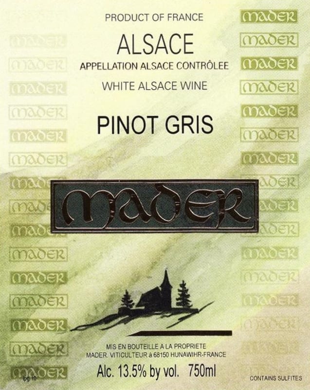 Domaine Jean-Luc Mader Alsace Pinot Gris 2013 Front Label