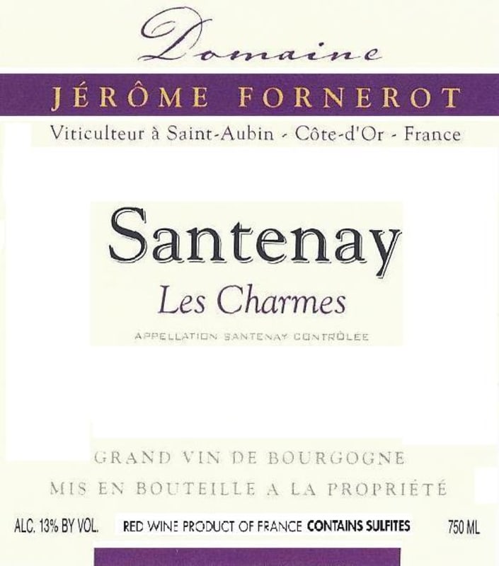 Domaine Jerome Fornerot Santenay Les Charrons 2011 Front Label