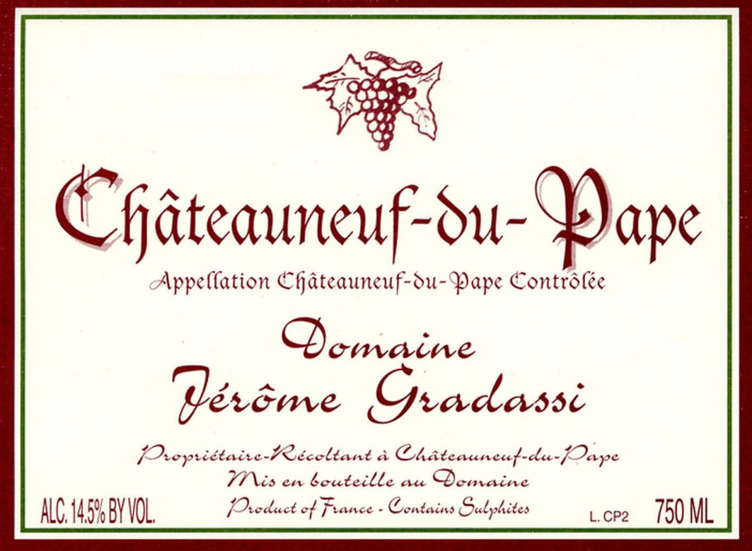 Domaine Jerome Gradassi Chateauneuf-du-Pape 2012 Front Label
